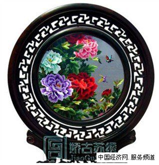 牡丹雙面繡精品,檀木牡丹蘇繡,嬌古蘇繡精品臺(tái)屏
